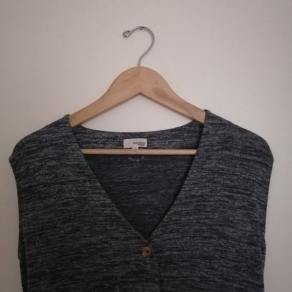 Aritzia Wilfred Free Heathered Gray Tie-up Button Down Sleeveless Tunic Dress - Picture 2 of 10